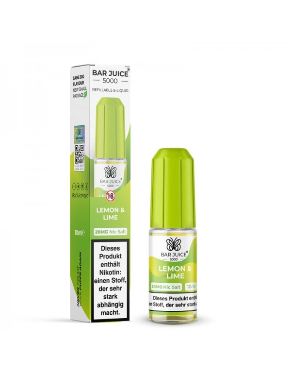 Lemon and Lime Nikotinsalz Liquid 10ml Bar Juice 5...